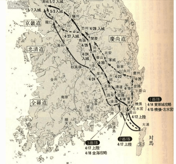 万历朝鲜之役形势图 万历朝鲜之役形势图